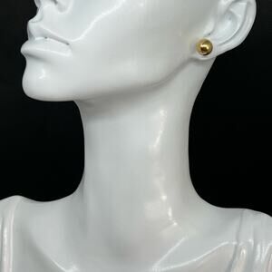 Classic Gold Tone Ball Stud Earrings Large Sphere Round Post Modern Statement